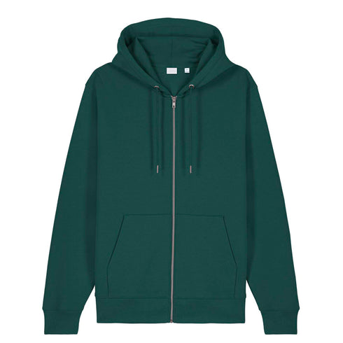 Front view flat lay of women’s glazed green organic cotton brushed heavyweight 350GSM zip up sweatshirt – Louvóre athleisure apparel